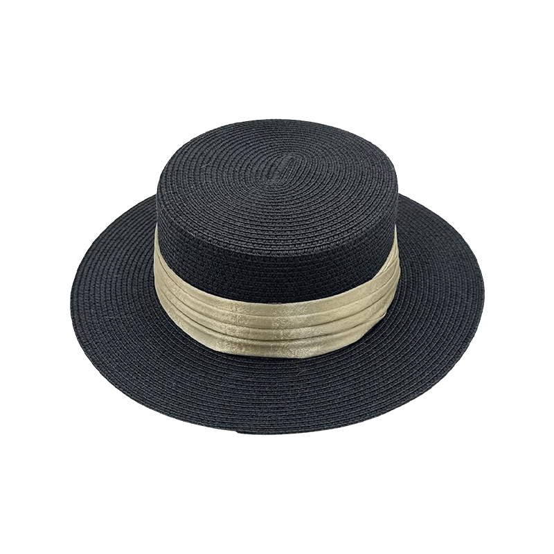 Sombrero de navegante de papiro negro para mujer